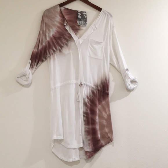 Young Fabulous & Broke Brown/White Tie Dyed Mini Dress